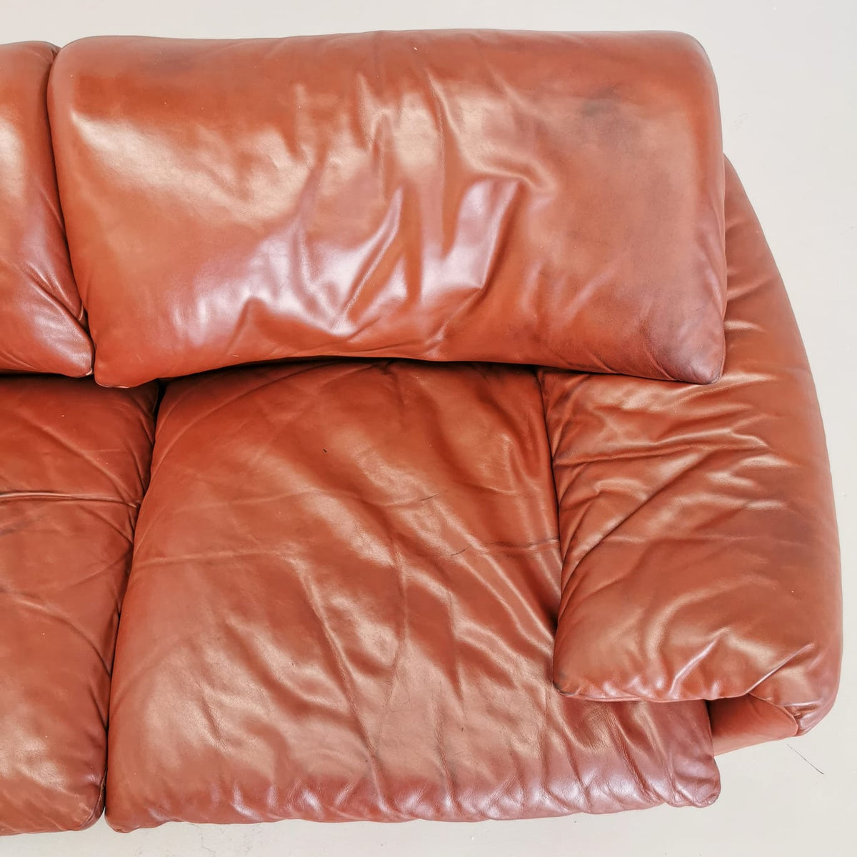 Divano 2 posti in pelle Maralunga Vico Magistretti per Cassina 1970's (B)