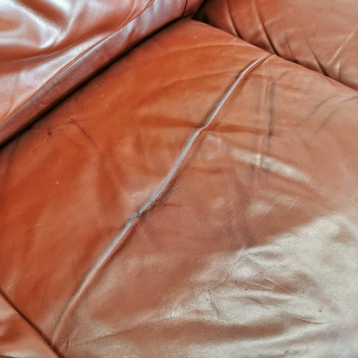Divano 2 posti in pelle Maralunga Vico Magistretti per Cassina 1970's (B)
