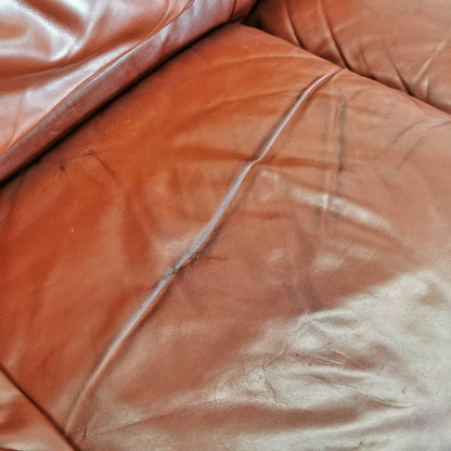 Divano 2 posti in pelle Maralunga Vico Magistretti per Cassina 1970's (B)