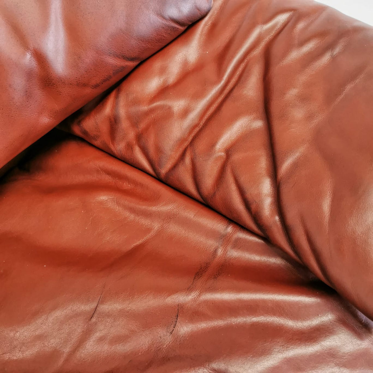 Divano 2 posti in pelle Maralunga Vico Magistretti per Cassina 1970's (B)