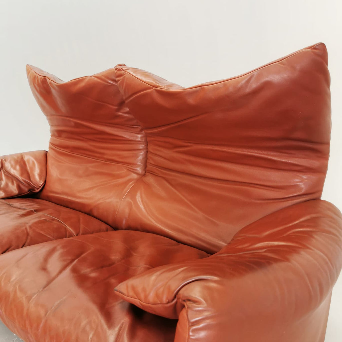 Divano 2 posti in pelle Maralunga Vico Magistretti per Cassina 1970's (B)