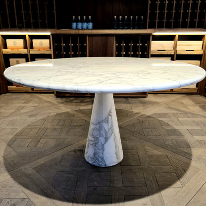 Tavolo Tondo Marmo Calacatta mod. M1, Angelo Mangiarotti per Tisettanta , 1969.
