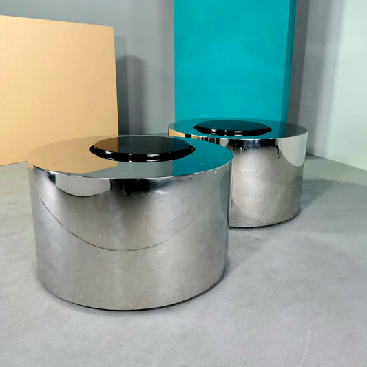 Tavolino Bar tondo in acciaio vintage anni 70 (prezzo cadauno)