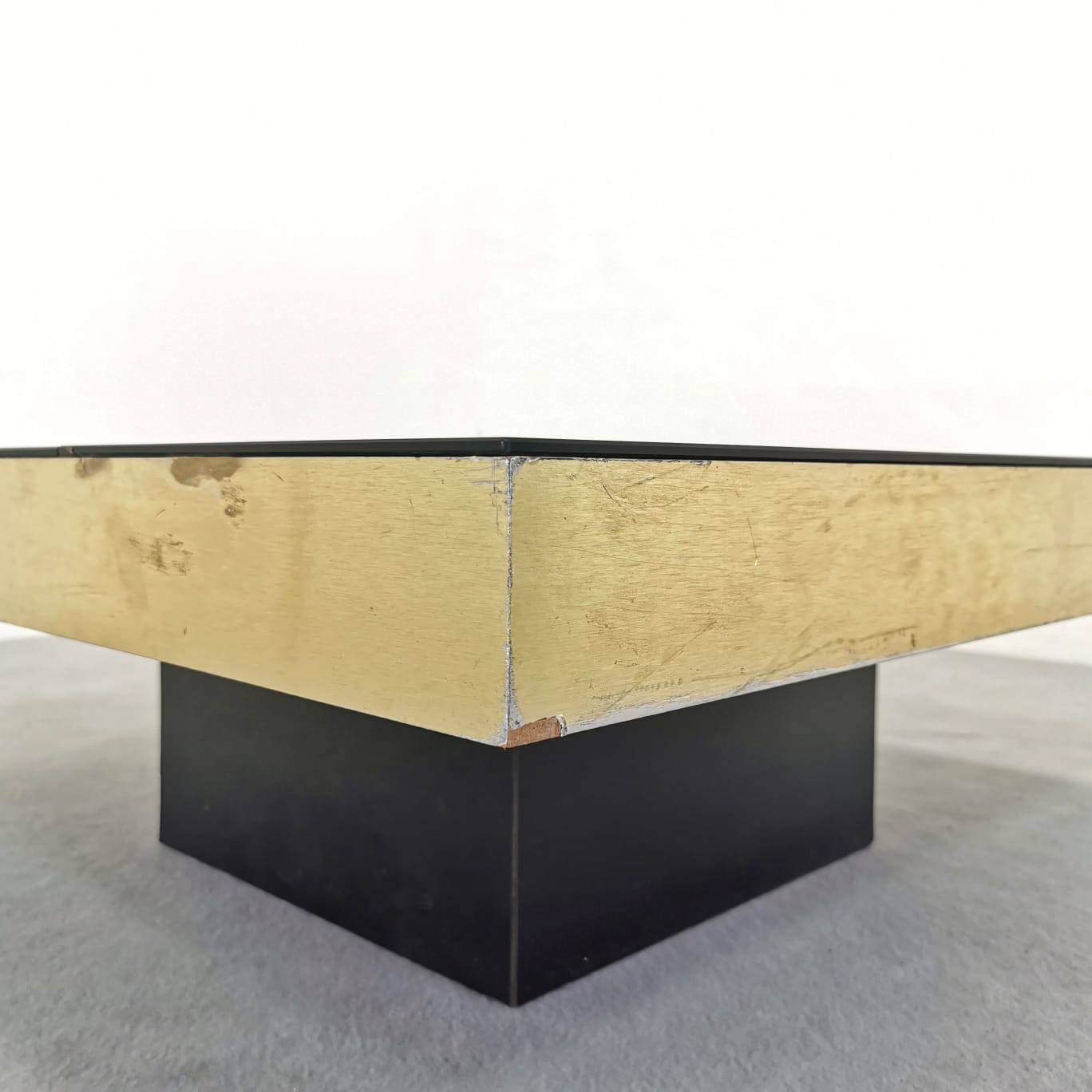 Tavolino coffee table quadrato in vetro G. Ausenda 1970's