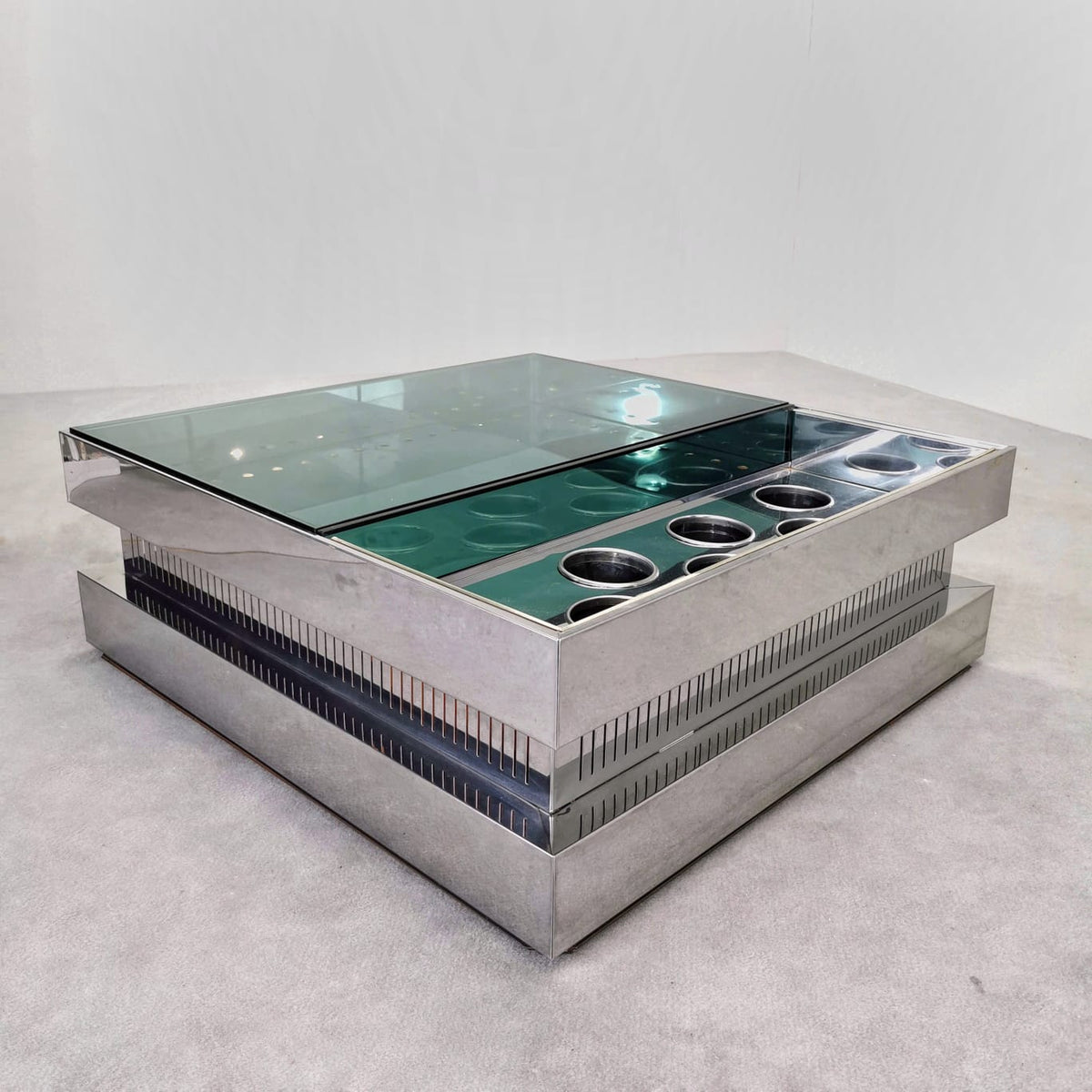 Table basse bar lumineuse vintage space age des années 70