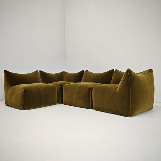 divano modulare anni 70 velluto verde