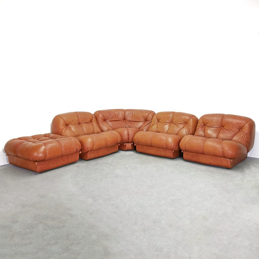 Divano modulare in Pelle, Nuvolone Rino Maturi per Mimo Design 1970's