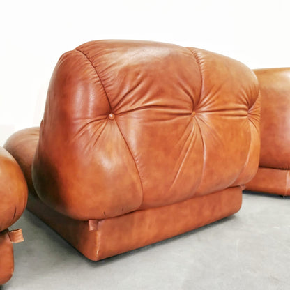 Modular sofa in leather, Nuvolone Rino Maturi by Mimo Design 1970s