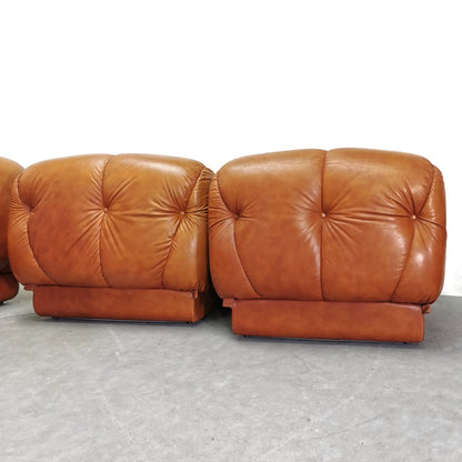 Modular sofa in leather, Nuvolone Rino Maturi by Mimo Design 1970s