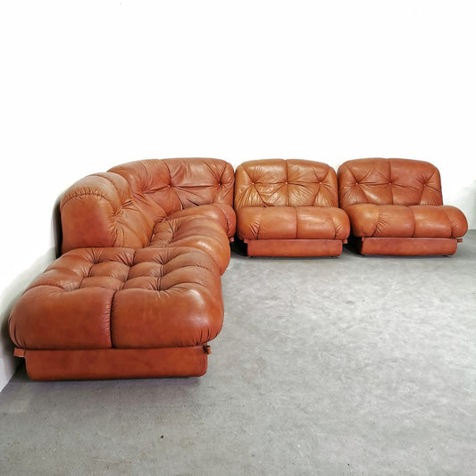 Divano modulare in Pelle, Nuvolone Rino Maturi per Mimo Design 1970's