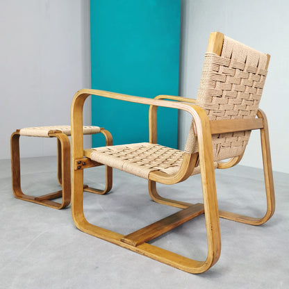 Armchair with Pouf Giuseppe Pagano 1938 (Arredi Bocconi Milan)