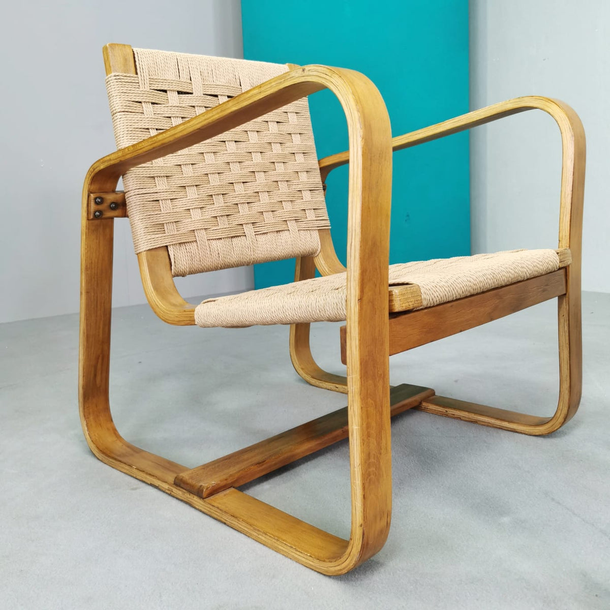Armchair with Pouf Giuseppe Pagano 1938 (Arredi Bocconi Milan)