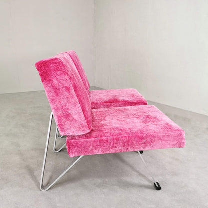 Coppia di Poltroncine Space Age  in velluto struttura acciaio spazzolato vintage anni 60