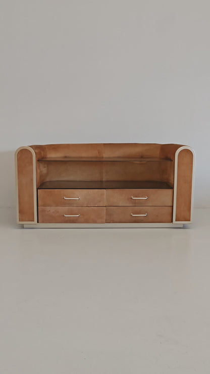 Comò cassettiera in suede vintage anni 70