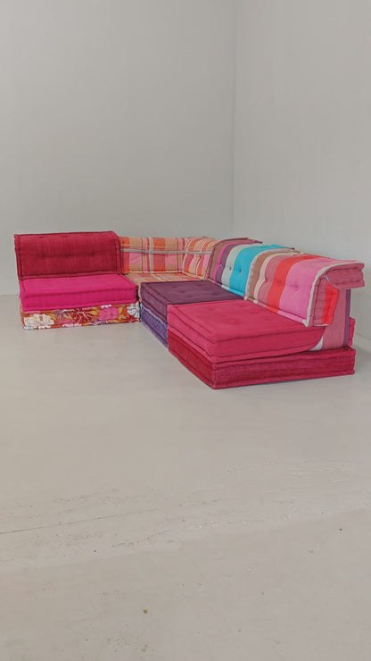Divano modulare Mah Jong By Missoni, H. Hopfer per Roche Bobois 4 posti (rosso)