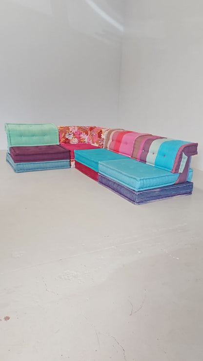 Canapé modulable Mah Jong par Missoni, H. Hopfer pour Roche Bobois, 4 places (bleu)
