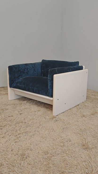 Fauteuil Studio Simon par Gavina en velours bleu années 70