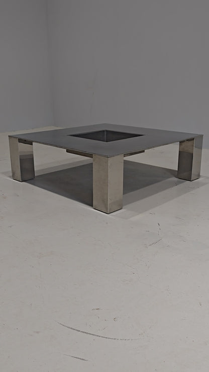 Table basse en acier modèle Tebe, Giovanni Offredi pour Saporiti, années 70
