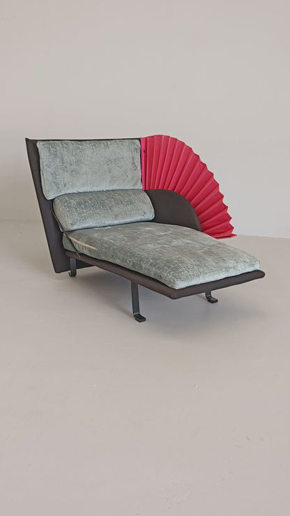 Chaise longue dormeuse verde e fucsia  "Miranda" Paolo Nava per Flexform anni 80