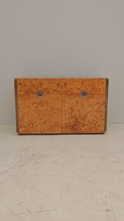 Buffet en ronce de bois Willy Rizzo pour Mario Sabot