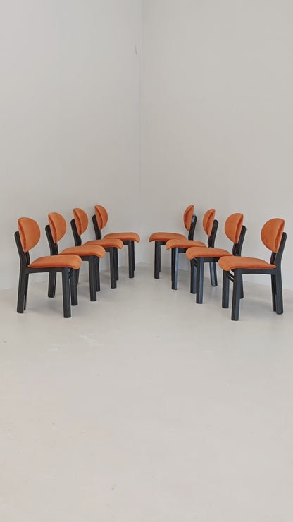 Ensemble de 8 chaises en velours mod. "MED" G. Stoppino et L. Acerbis pour Acerbis, années 1980