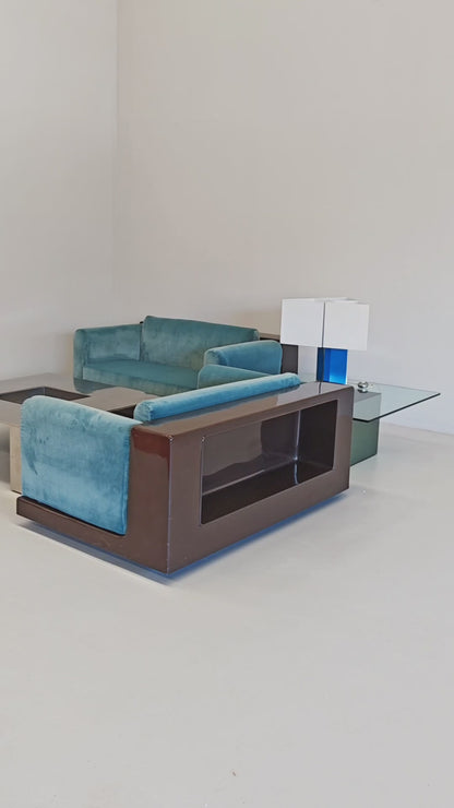 Paire de fauteuils en velours bleu ciel mod. « Gradual » Cini Boeri pour Gavina années 70