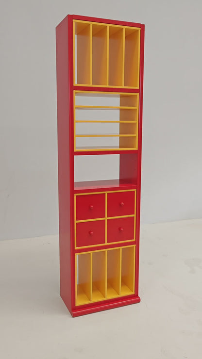 Meuble bibliothèque porte-vinyles laqué années 80