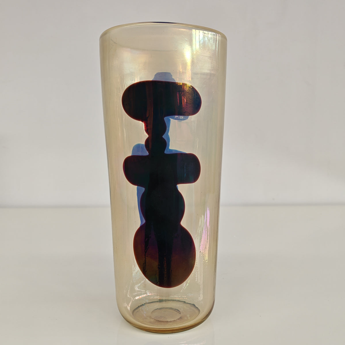 Raro vaso artistico in Vetro di Murano, Venini serie "a Macchie" disegnata da Fulvio Bianconi anni 50