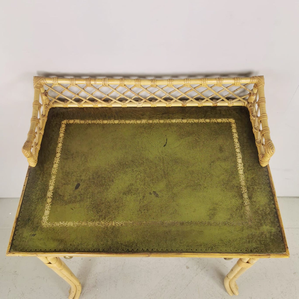 Bureau d'entrée en bambou, osier et rotin, années 40-50