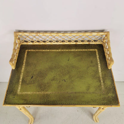 Bureau d'entrée en bambou, osier et rotin, années 40-50