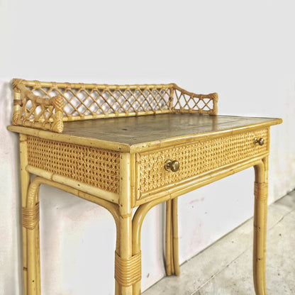 Bureau d'entrée en bambou, osier et rotin, années 40-50
