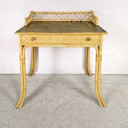 Bureau d'entrée en bambou, osier et rotin, années 40-50