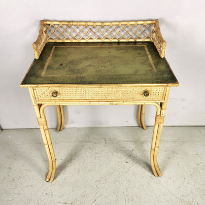 Bureau d'entrée en bambou, osier et rotin, années 40-50