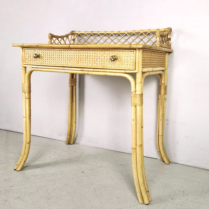 Bureau d'entrée en bambou, osier et rotin, années 40-50