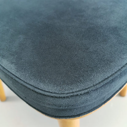 Lot de 4 chaises en bois et tissu bleu Cassina Göteborg, Erik Gunnar Asplund, années 80