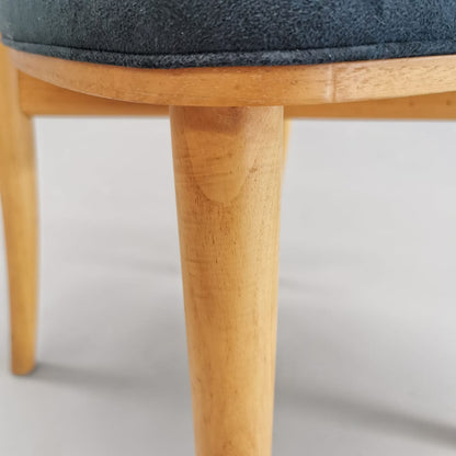 Lot de 4 chaises en bois et tissu bleu Cassina Göteborg, Erik Gunnar Asplund, années 80
