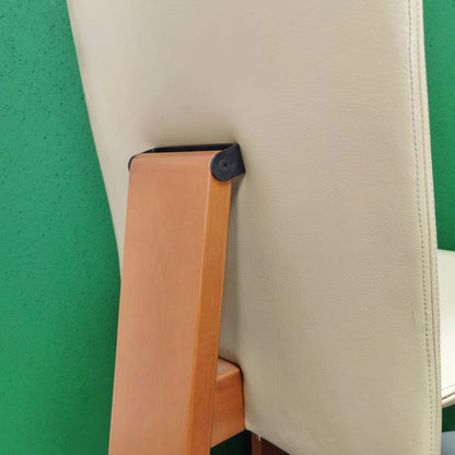 Ensemble de 6 chaises des années 70/80 en cuir beige et bois clair