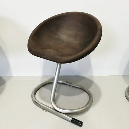 Lot de 4 tabourets ou chaises vintage des années 70, style Space Age, piètement en métal