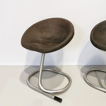 Lot de 4 tabourets ou chaises vintage des années 70, style Space Age, piètement en métal
