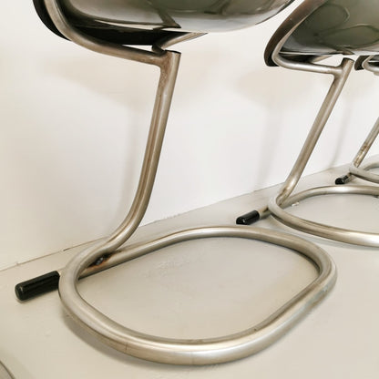 Lot de 4 tabourets ou chaises vintage des années 70, style Space Age, piètement en métal