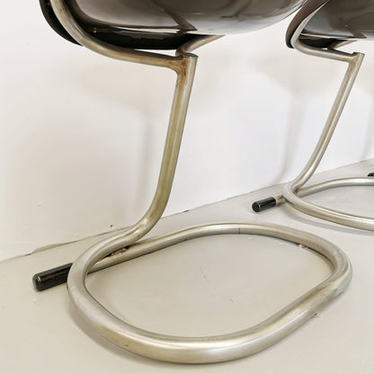 Lot de 4 tabourets ou chaises vintage des années 70, style Space Age, piètement en métal