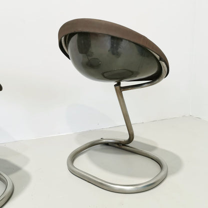 Lot de 4 tabourets ou chaises vintage des années 70, style Space Age, piètement en métal