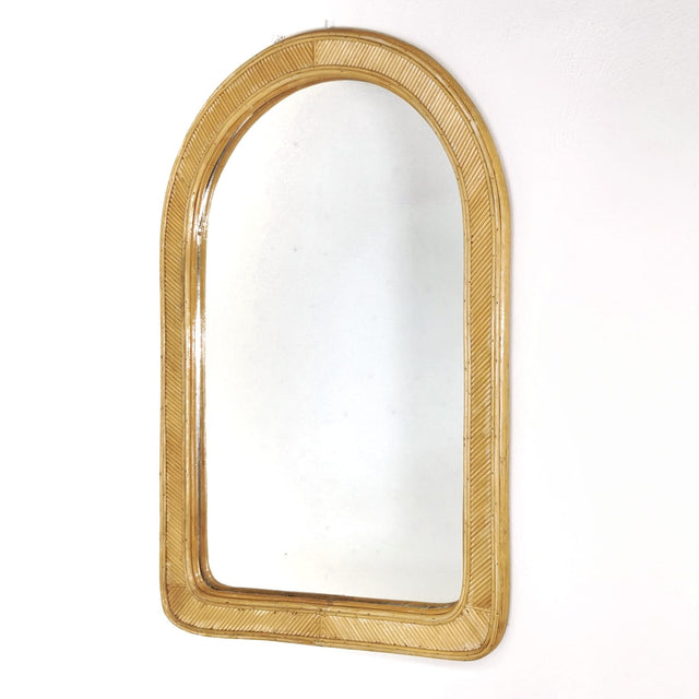 Miroir en bambou vintage années 70
