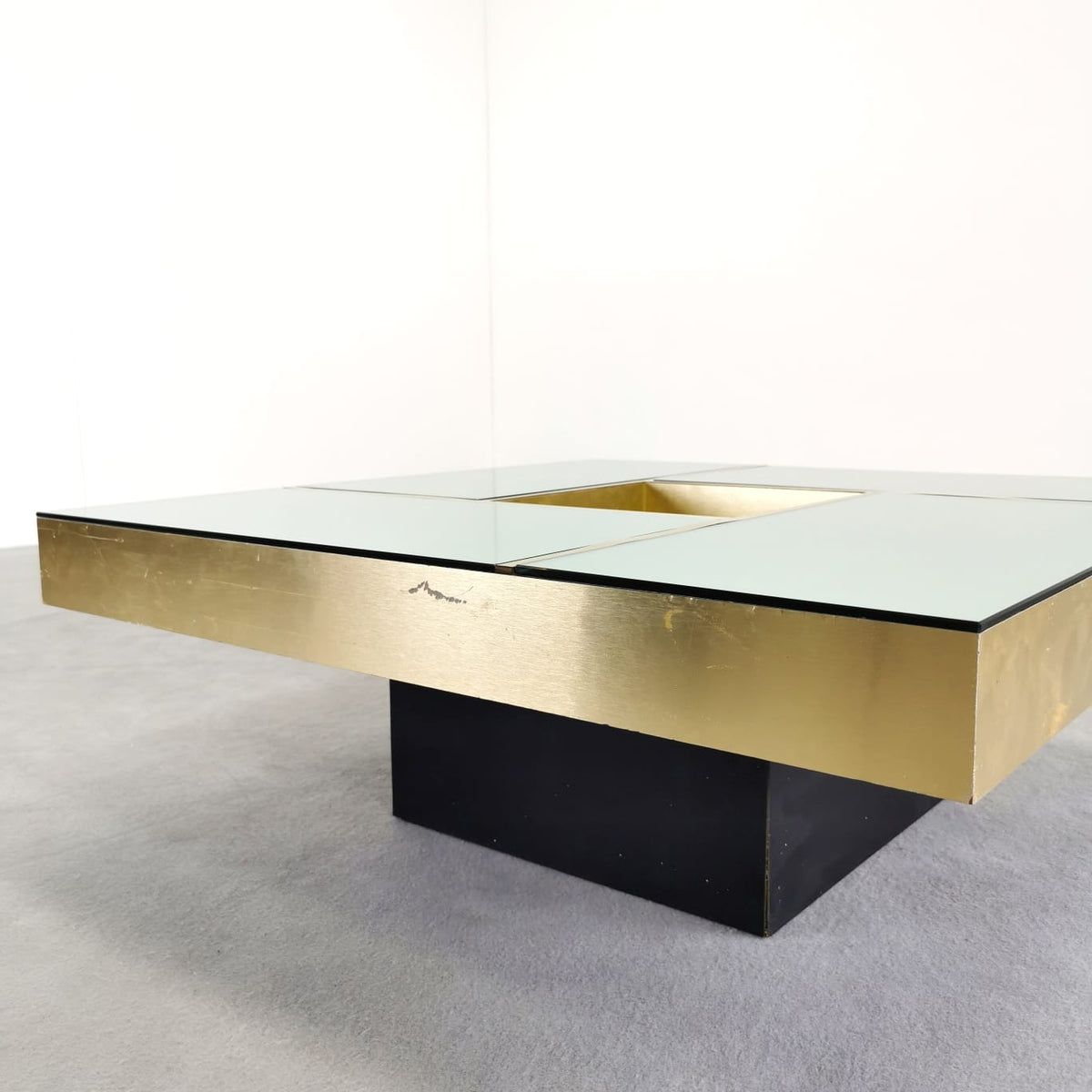 Table basse carrée en verre G. Ausenda années 1970