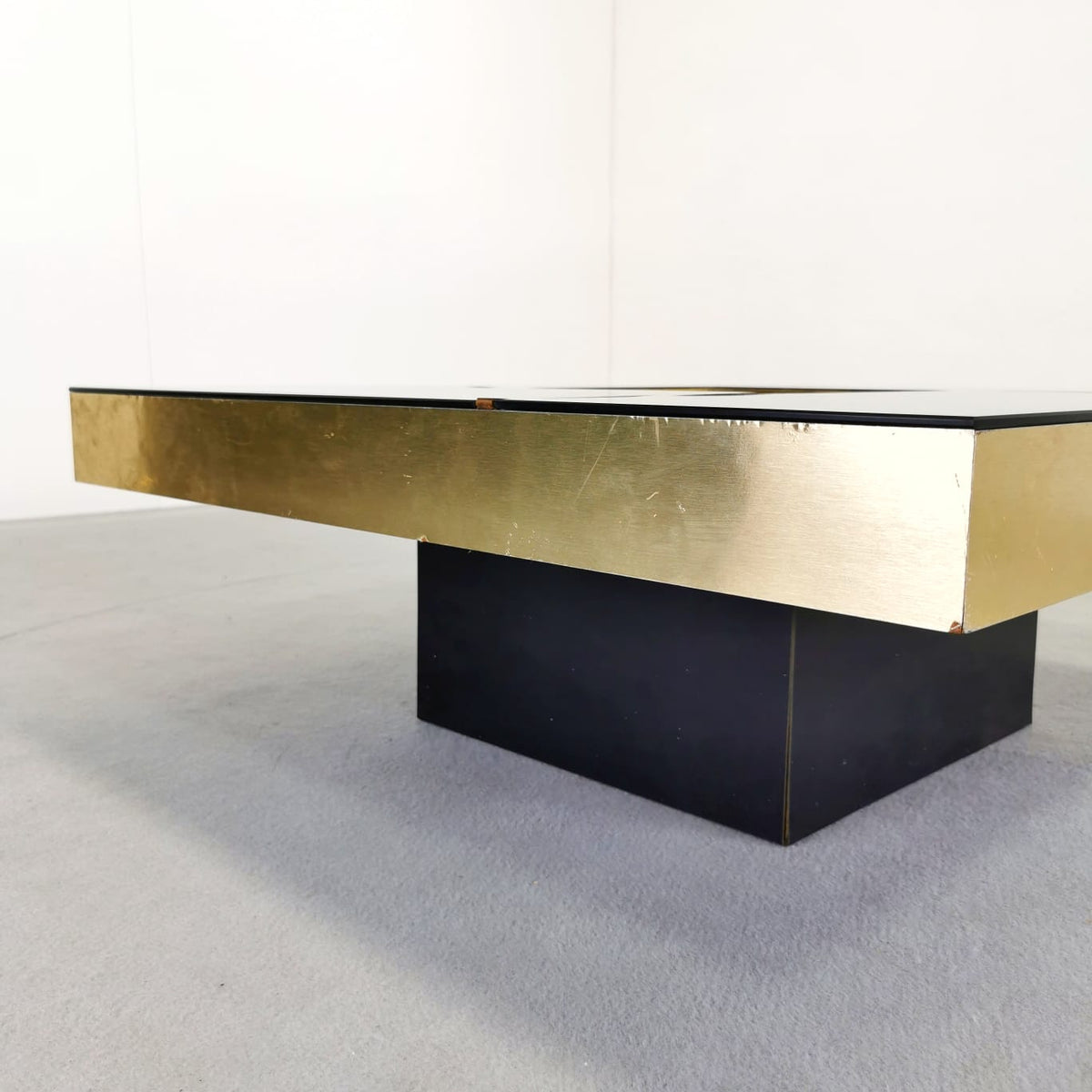 Table basse carrée en verre G. Ausenda années 1970