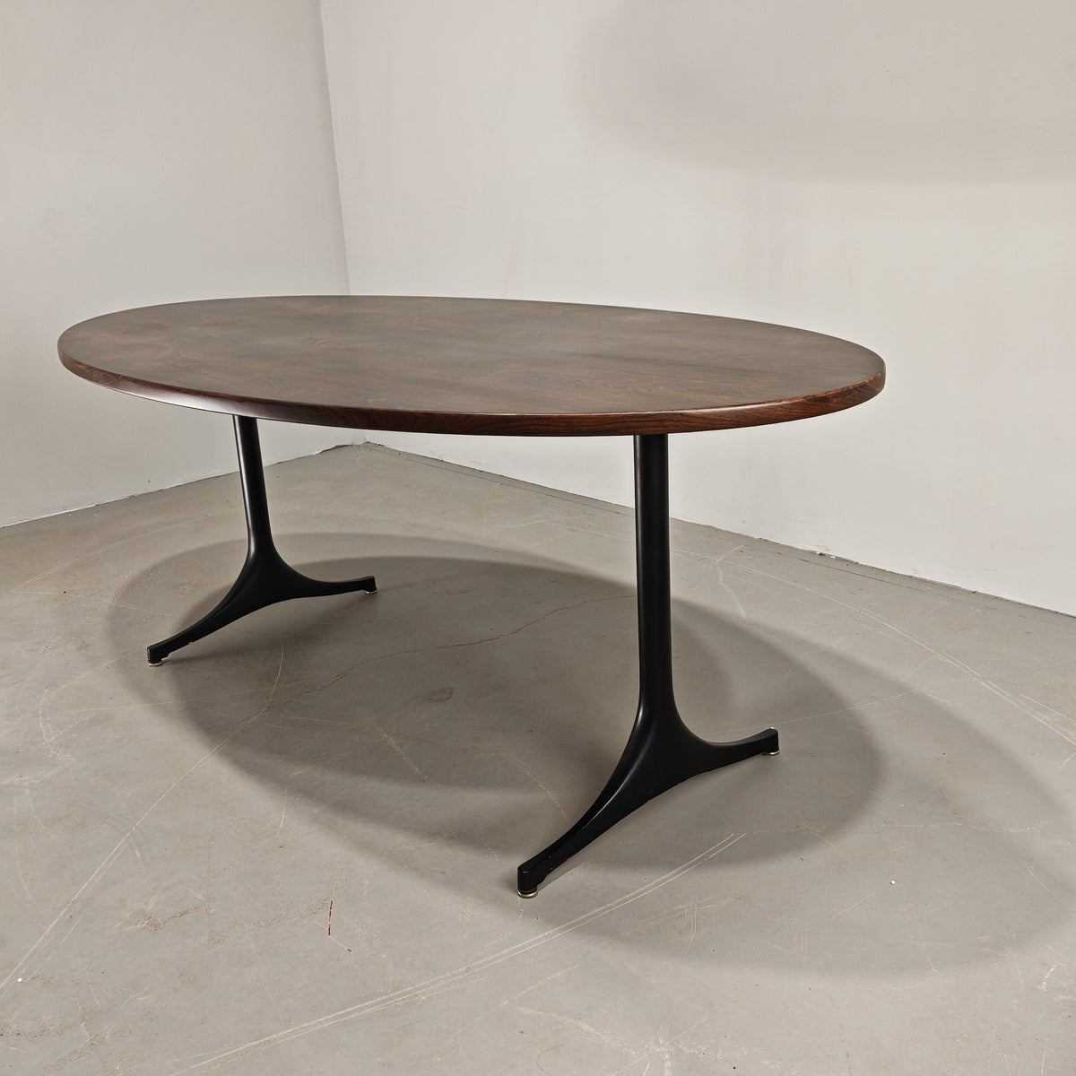 Table design vintage années 60 plateau en bois piétement métal, designer George Nelson pour Herman Miller