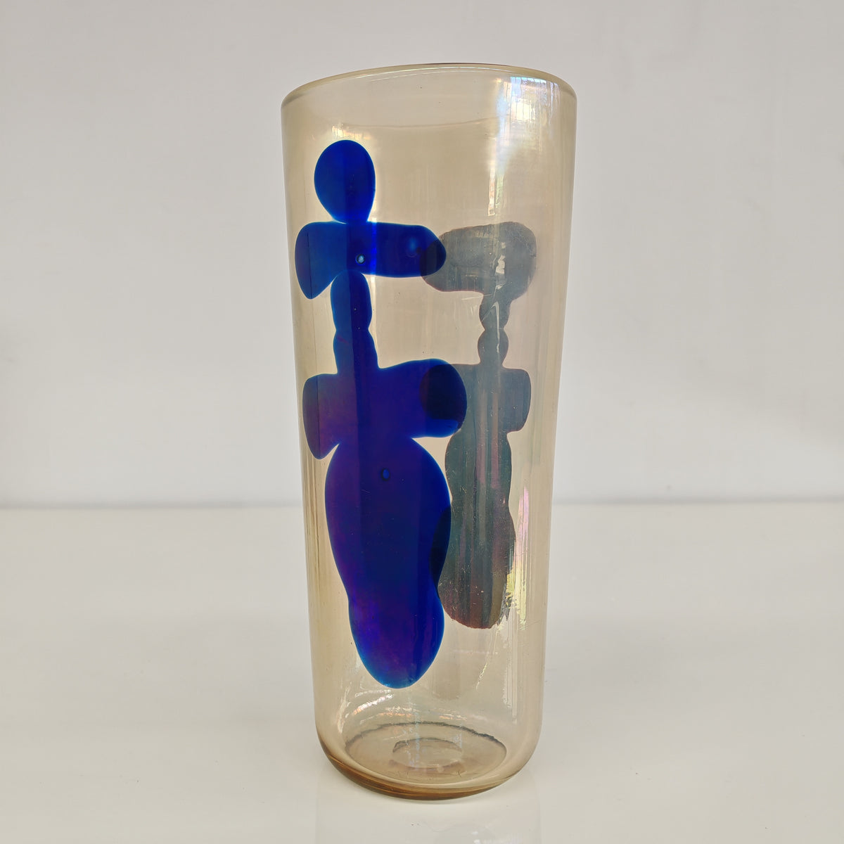 Raro vaso artistico in Vetro di Murano, Venini serie "a Macchie" disegnata da Fulvio Bianconi anni 50