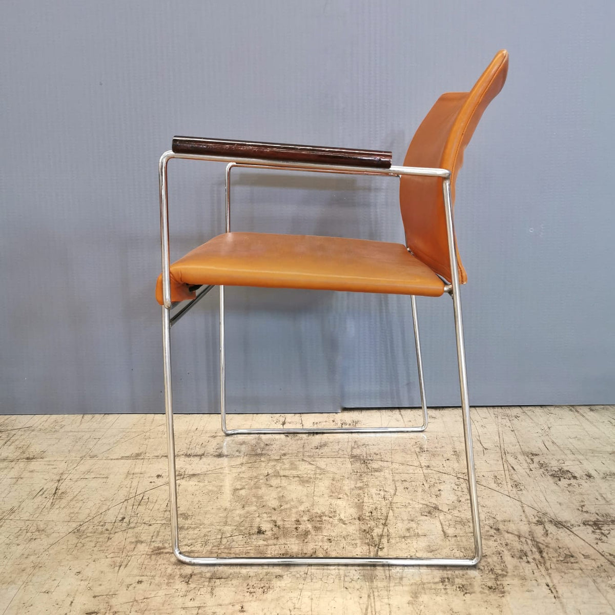 set of 4 Jano K. Takahama leather armchairs for Simon Studio 1980s