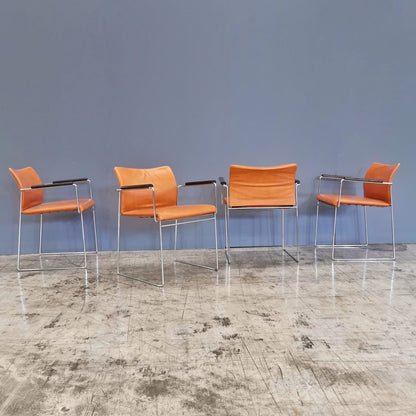 set of 4 Jano K. Takahama leather armchairs for Simon Studio 1980s