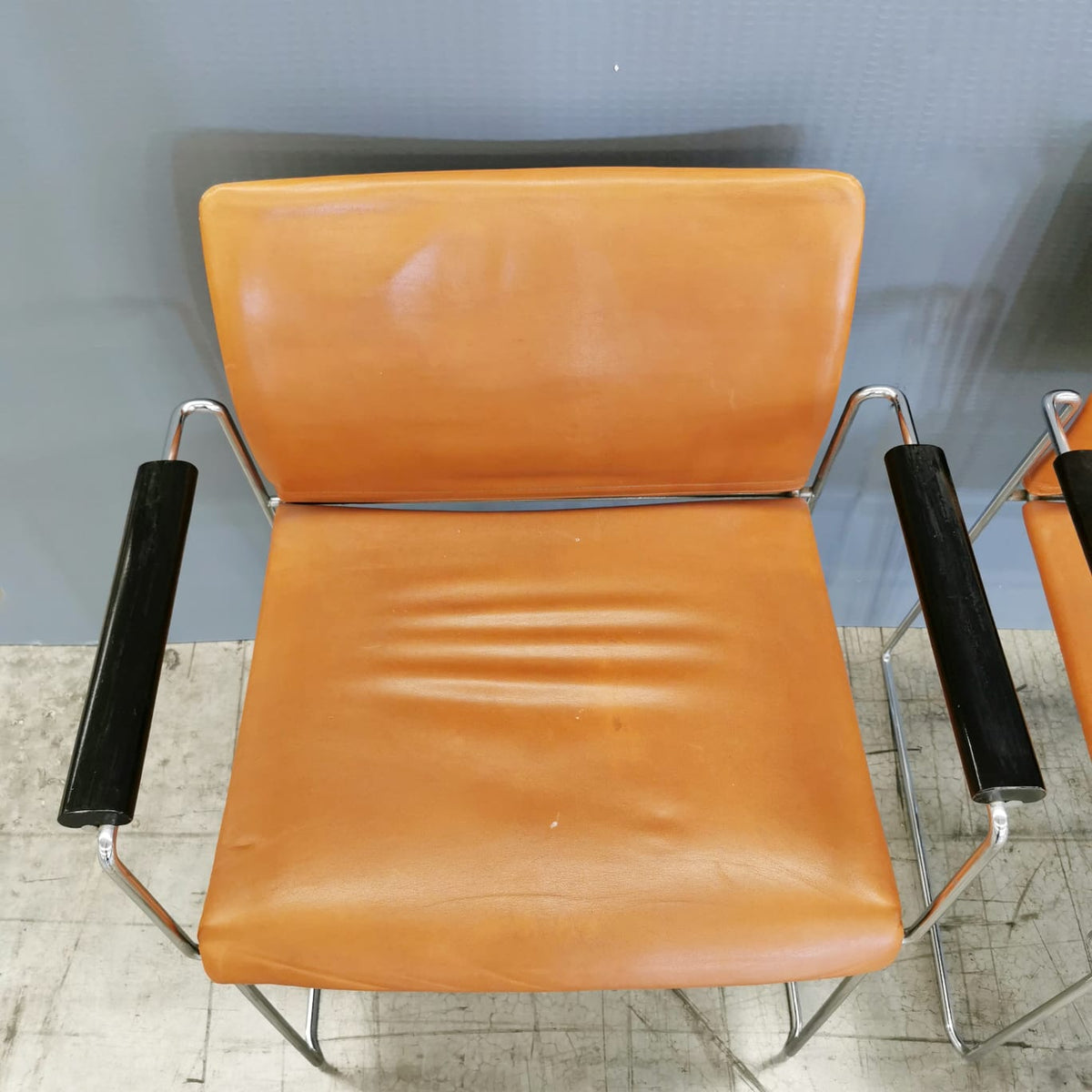 set of 4 Jano K. Takahama leather armchairs for Simon Studio 1980s